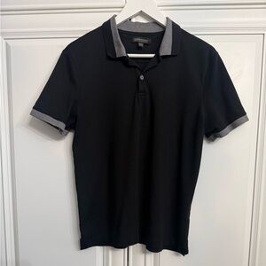 Banana Republic Luxury Touch Men's Size Medium Cotton Black w/Grey Detail Polo